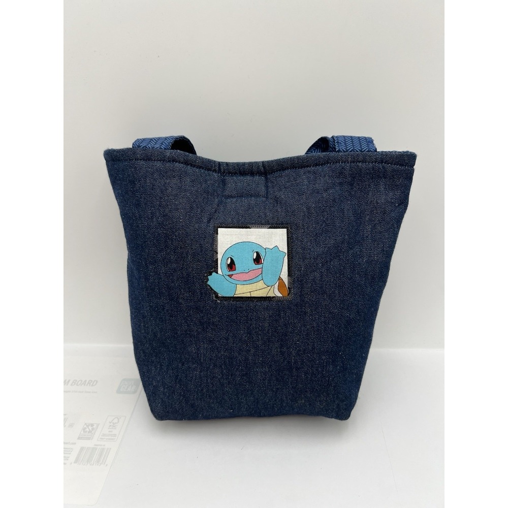 Pokémon Squirtle Handmade Denim Tote Bag Blue Fabric Applique Shoulder Bag